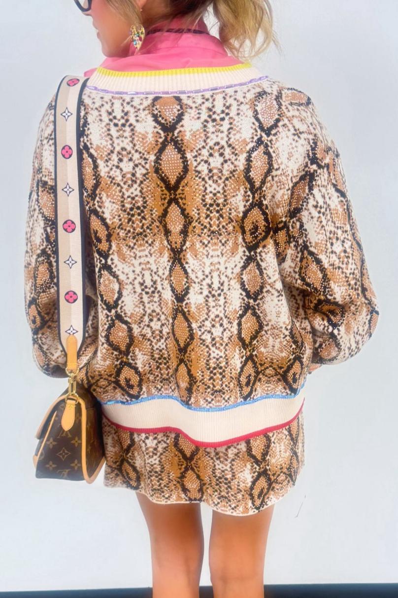 Snake Print Knit Skirt Set