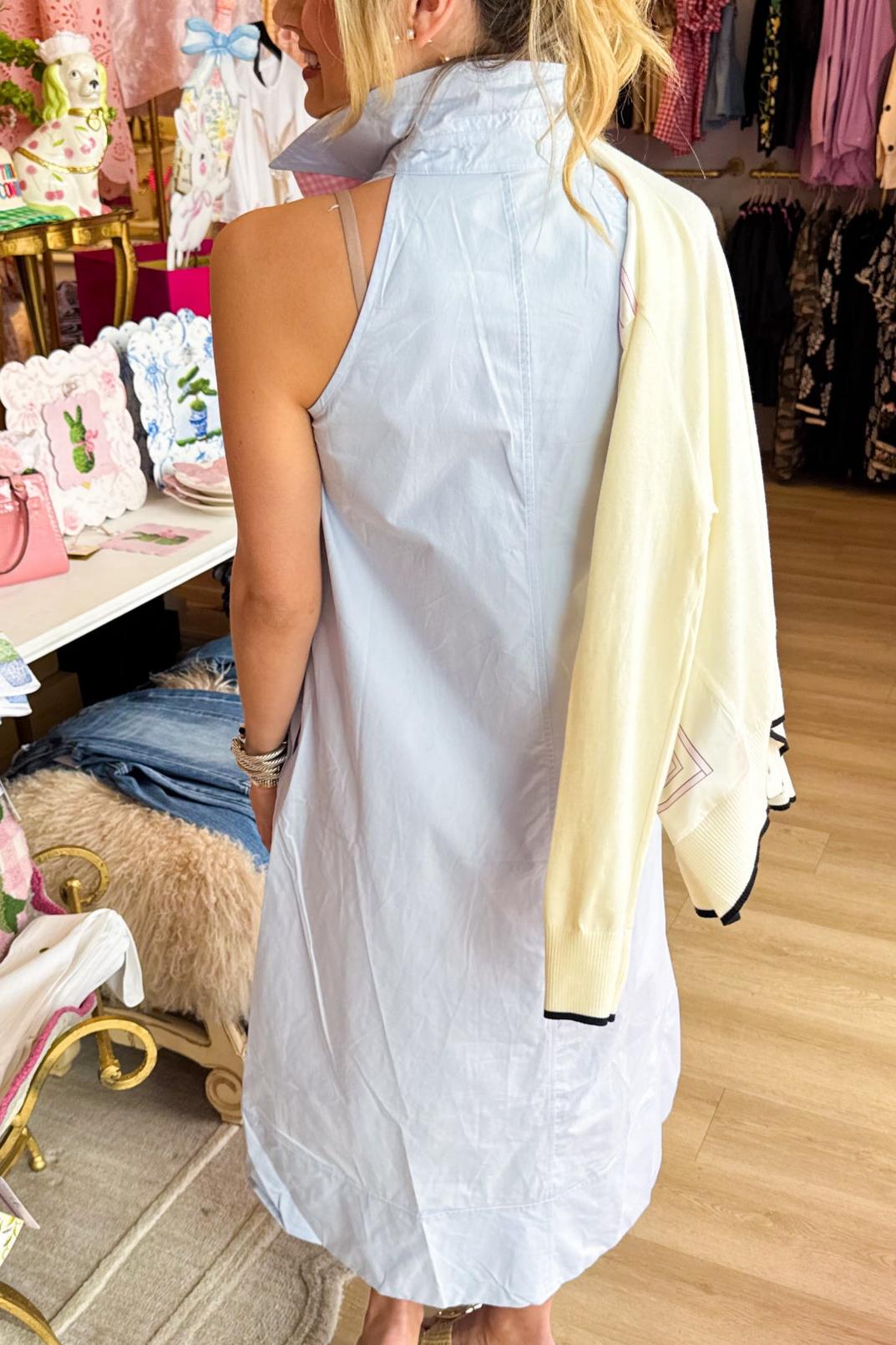 Light Blue Sleeveless Collard Maxi Dress