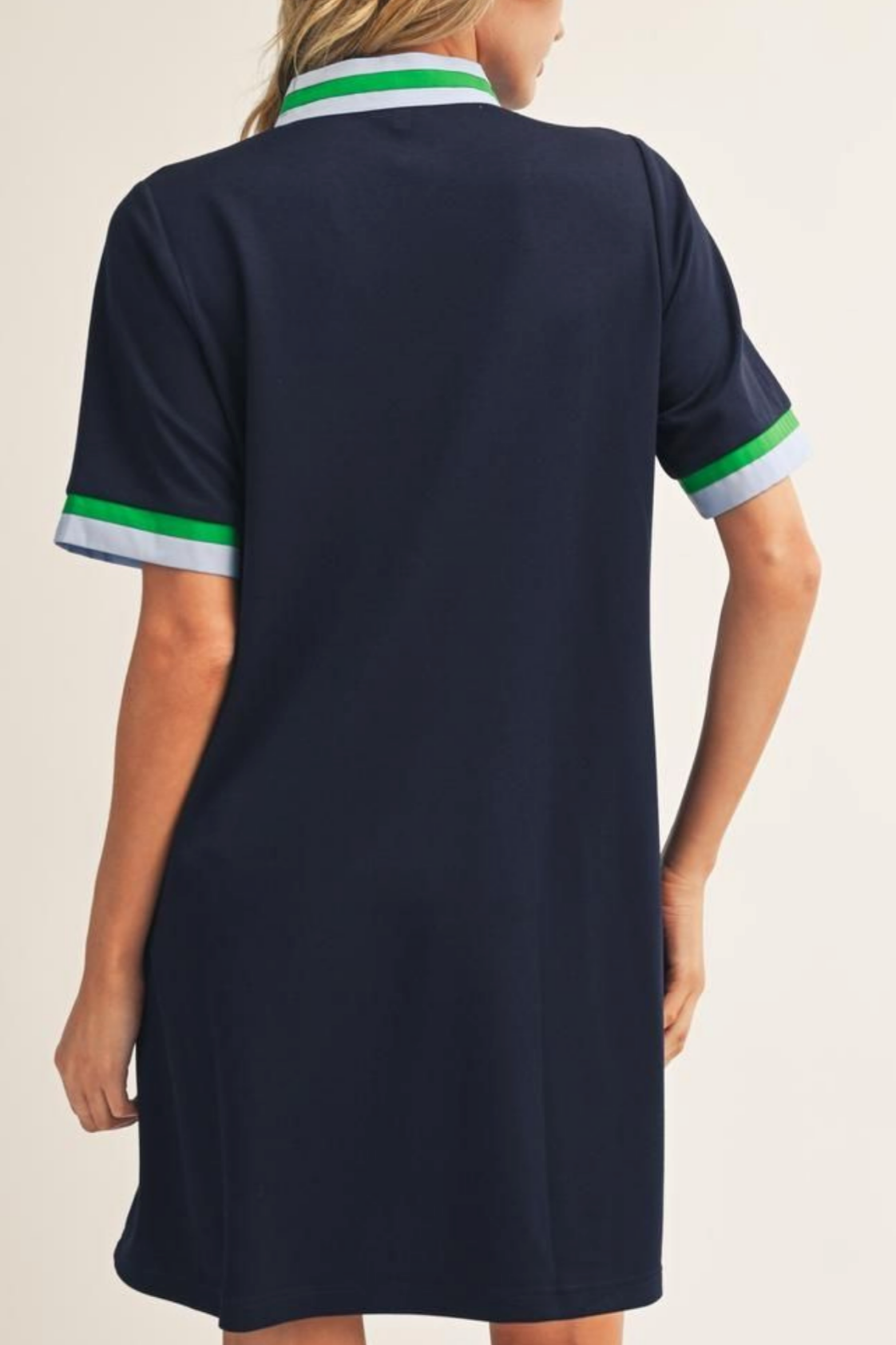 Quarter Zip Trimmed Shirt Dress