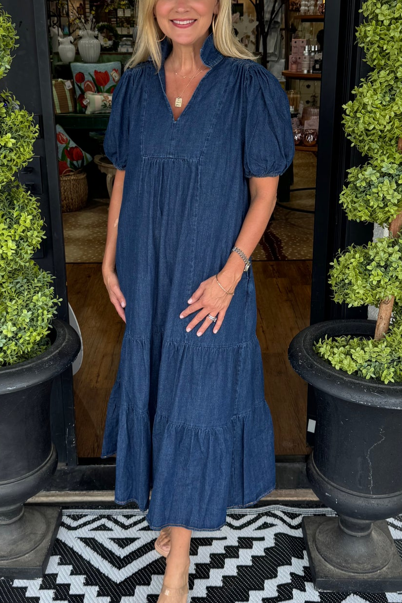 Denim Tiered Dress