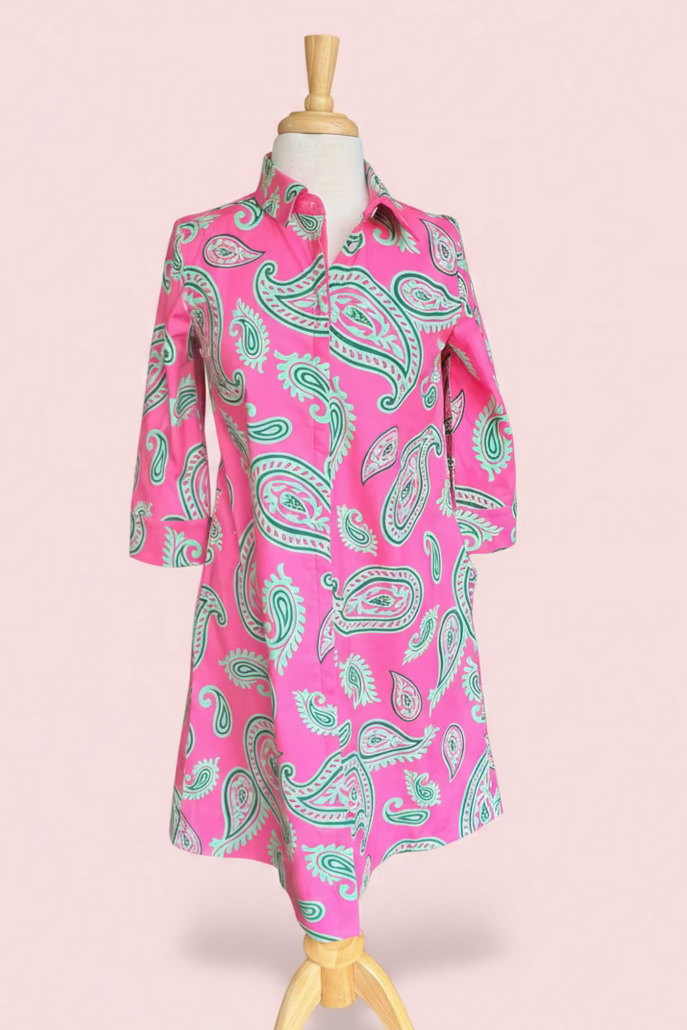 Paisley Print 3/4 Sleeve Shirt Dress