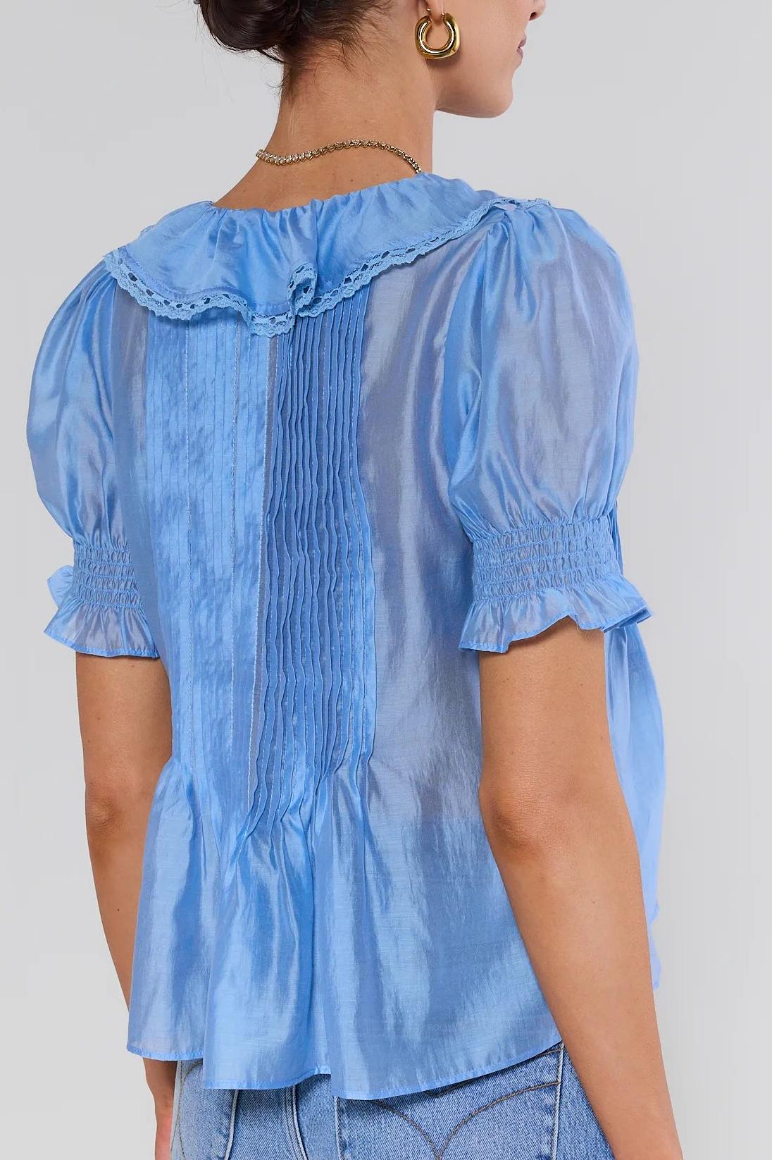  Blue Ruffle Top