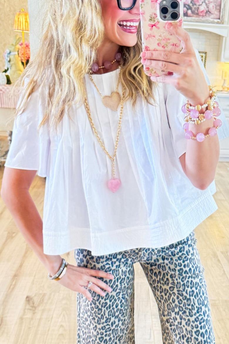 Off White Pleated Blouse