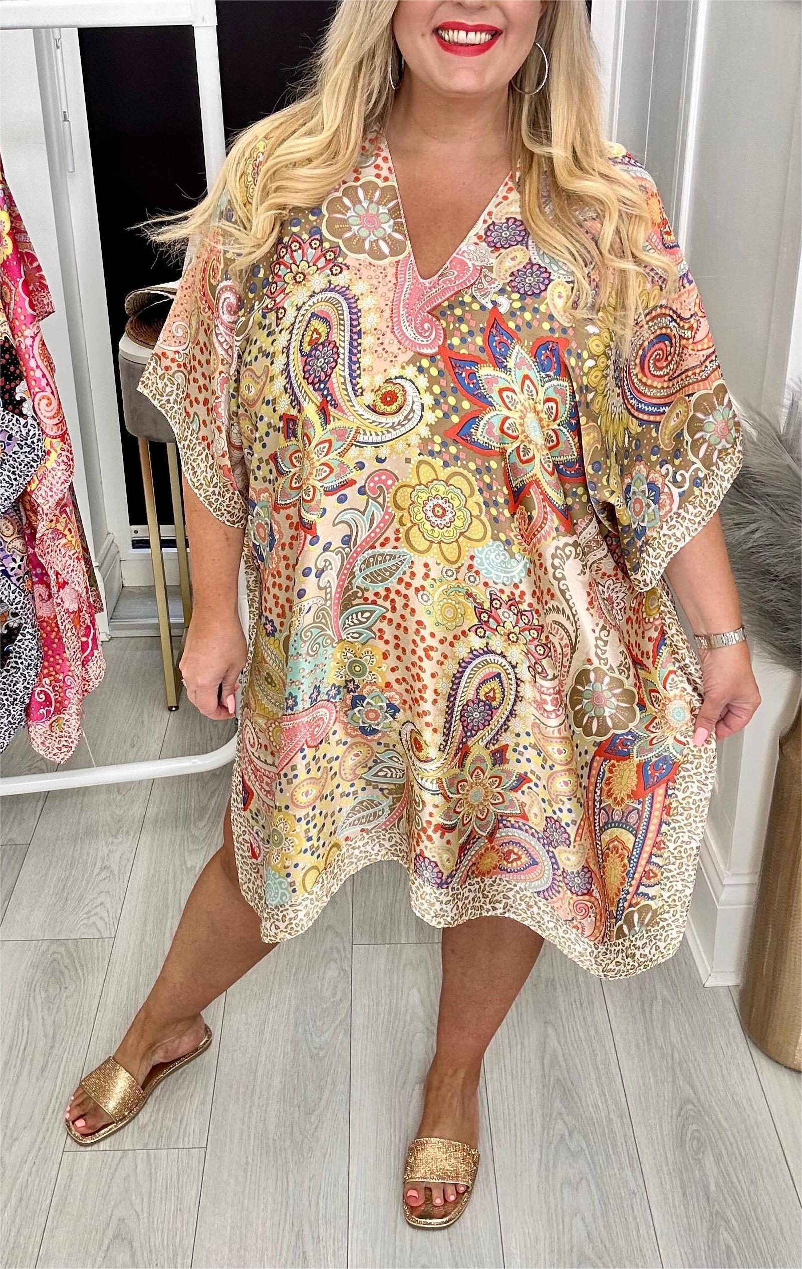 Satin Kaftan Dress
