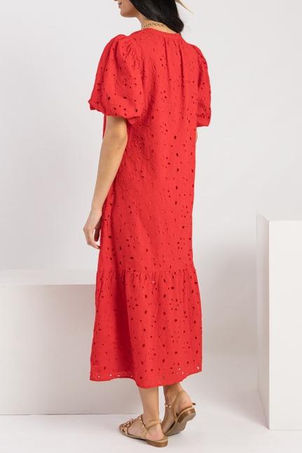 Eyelet Embroidered Midi Dress