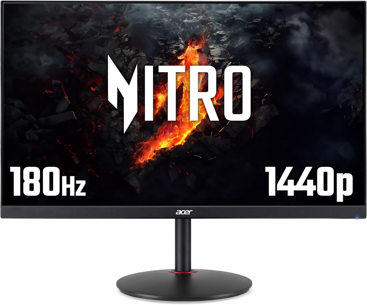 acer Nitro XV271UM3bmiiprfx 27 inch Gaming Monitor - IPS Panel, 2560 x 1440, 180Hz, FreeSync Premium, 1ms, 250 nits, HDR Ready, 95 percent DCI-P3, DP 1.2, HDMI 2.0, Audio Out, 2x 2W Speakers-Frameova