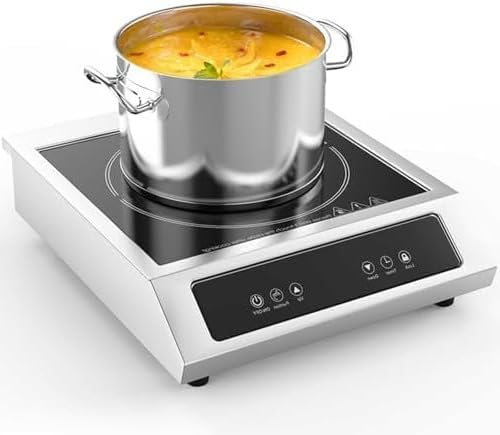 Induction Cooktop 3500W Portable Electric Hob Professional Ceramic Stainless Steel Hot Plate with Touch Control and Safety Lock, 9 Power Levels-Frameova