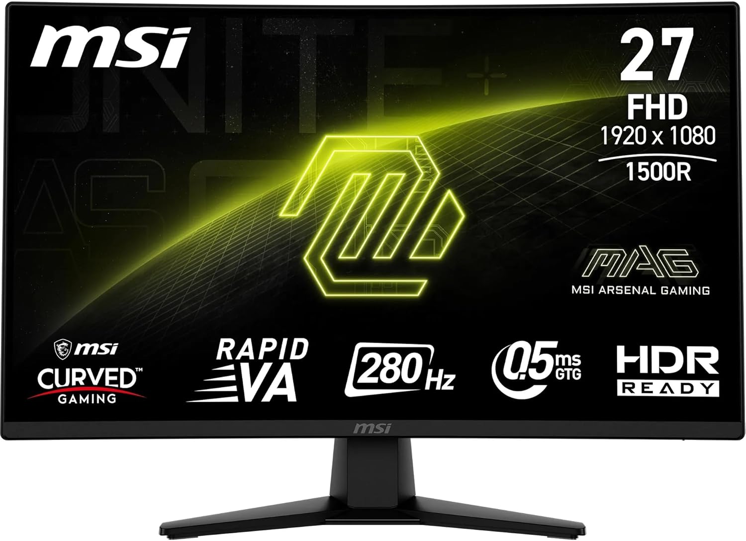 MSI MAG 274CXF 27 Inch FHD Curved Gaming Monitor - 1500R 1920 x 1080 Rapid VA Panel, 280 Hz 0.5ms  GtG, Min. , Adaptive Sync - DP 1.2a, HDMI 2.0b CEC-Frameova