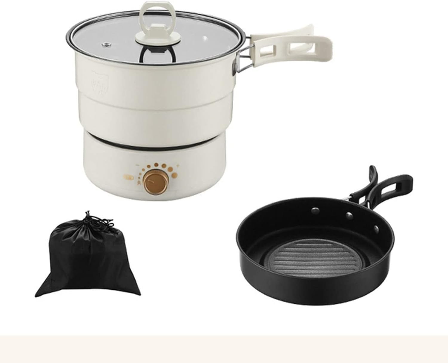 REJOON Electric Cooker Portable Multifunctional Rice Cooker 1.6 L Rapid Noodles Cooker with Steamer Split Electric Cooker Non Stick Pan Household Cooking Dormitory  Size : White-Frameova