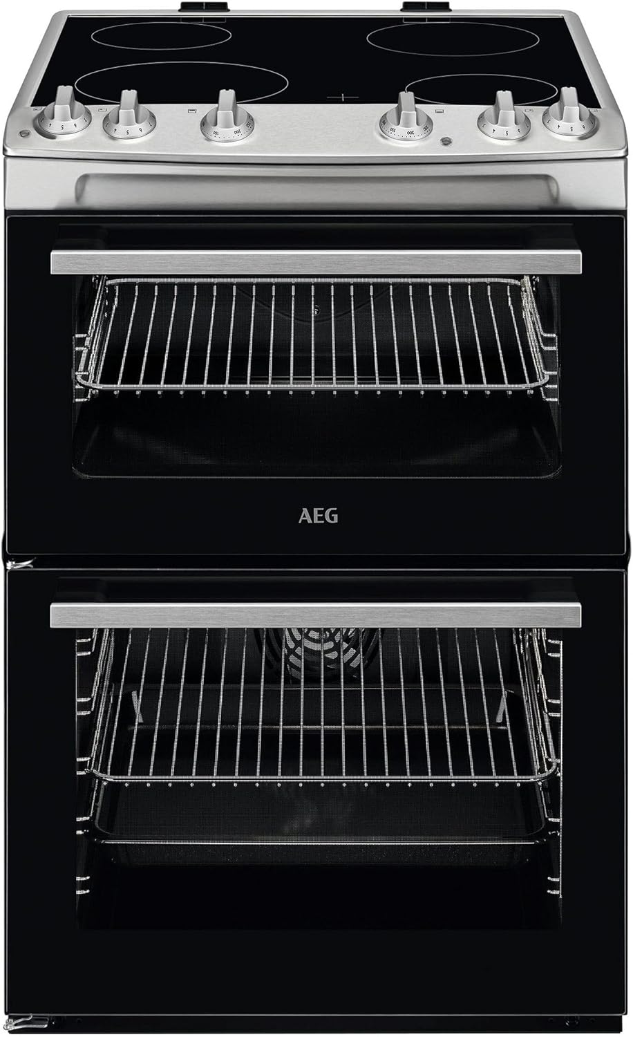 AEG 5000 Series SurroundCook Double Cavity Electric Cooker with Ceramic Hob, CCX6501ACM, Capacity 77 39L, Cooker with Grill function, Heat Indicators, 894-912x600x600mm, Stainless steel, Class A-Frameova
