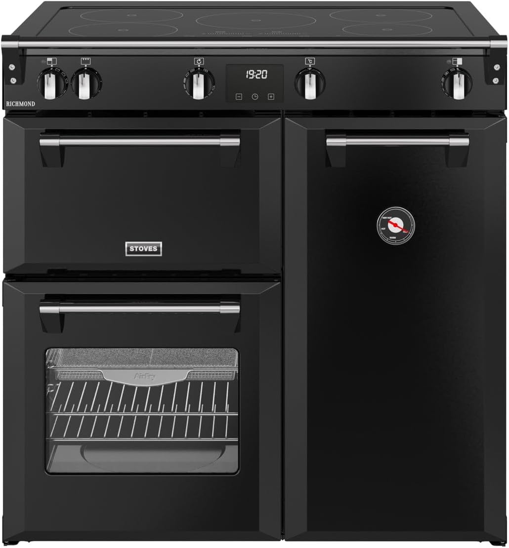 Stoves Richmond 90Ei TCH 90cm Electric Range Cooker with Induction Hob - Black - A A A Rated-Frameova