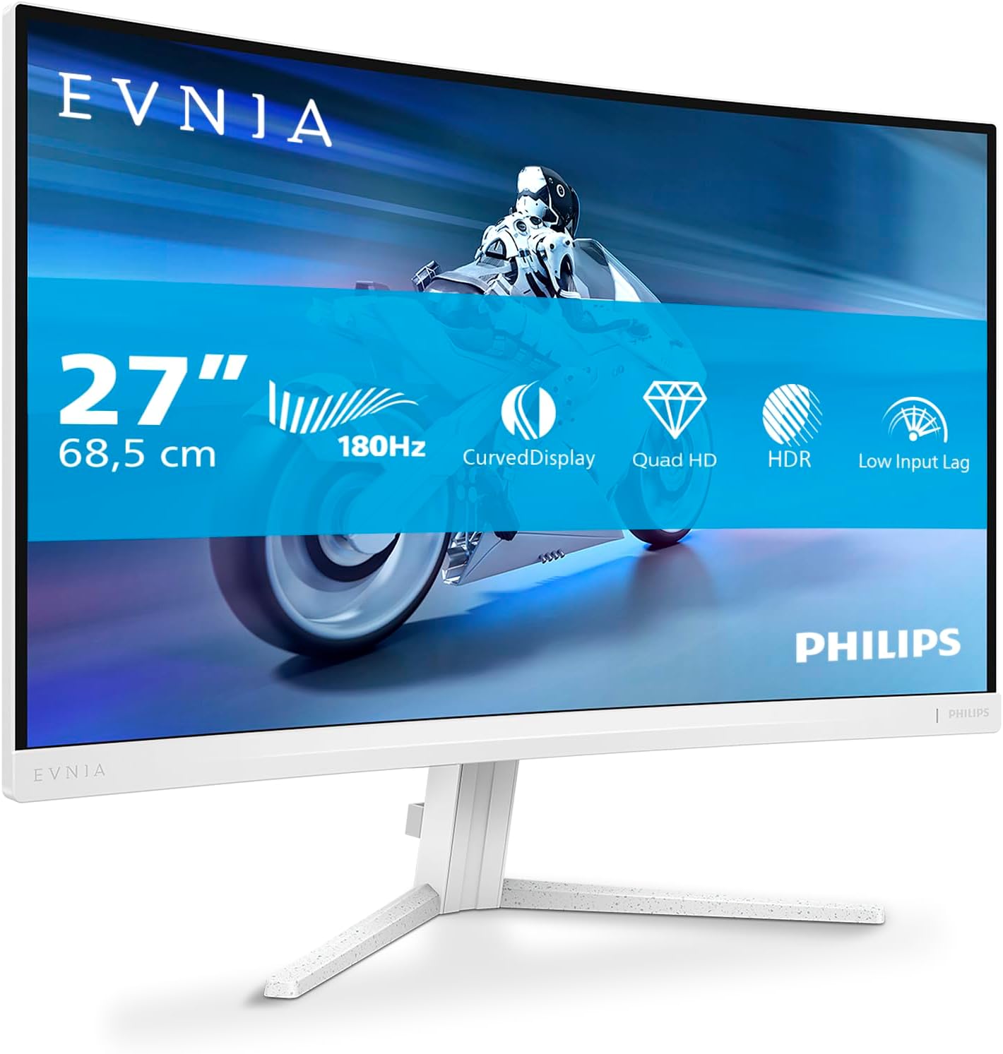 Philips Evnia 27M2C5501-27 inch QHD curved gaming monitor, 180 Hz, 1 ms GtG, FreeSync Premium  2560x1440, 2x HDMI 2.0, 1x DisplayPort1.4 white-Frameova