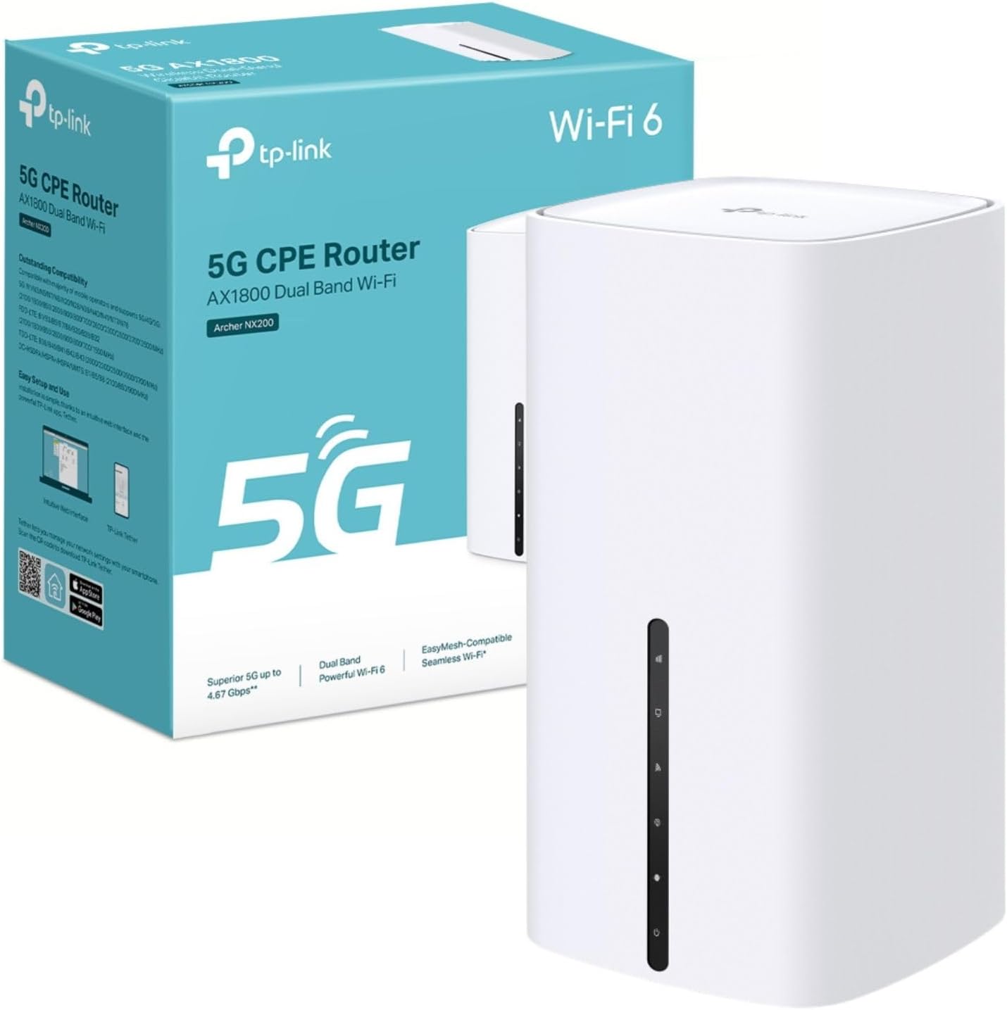 TP-Link Archer NX200 AX1800Mbps Wi-Fi 6 5G Router With Sim Slot, Up To 4.67Gbps Download Speeds, Dual-Band WiFi Router, Gigabit LAN WAN Port, SIM Card Plug and Play, EasyMesh-Compatible WiFi Booster-Frameova