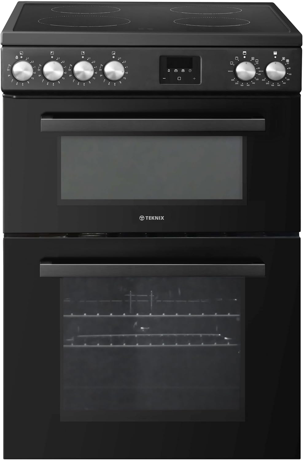 Teknix TKED64INDB 60cm Induction Double Oven Electric Cooker - Black-Frameova