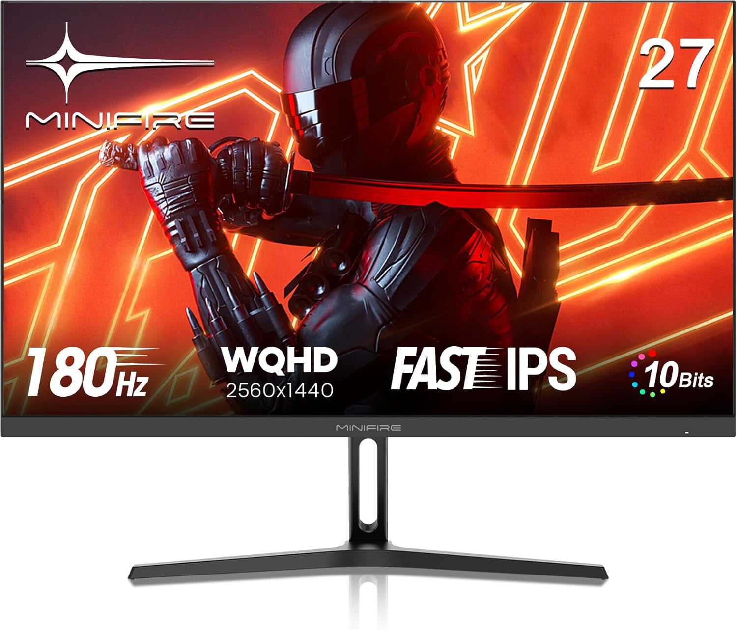 Minifire 27-inch 180Hz QHD Gaming Monitor, 2560x1440 IPS, 1ms MPRT, Adaptive Sync, 10-bit, 90 percent DCI-P3, 120 percent sRGB, HDR, Eye Care, AI Crosshair, HDMI 2.0 and DP 1.2, VESA 100x100mm  MFG27F4Q-Frameova