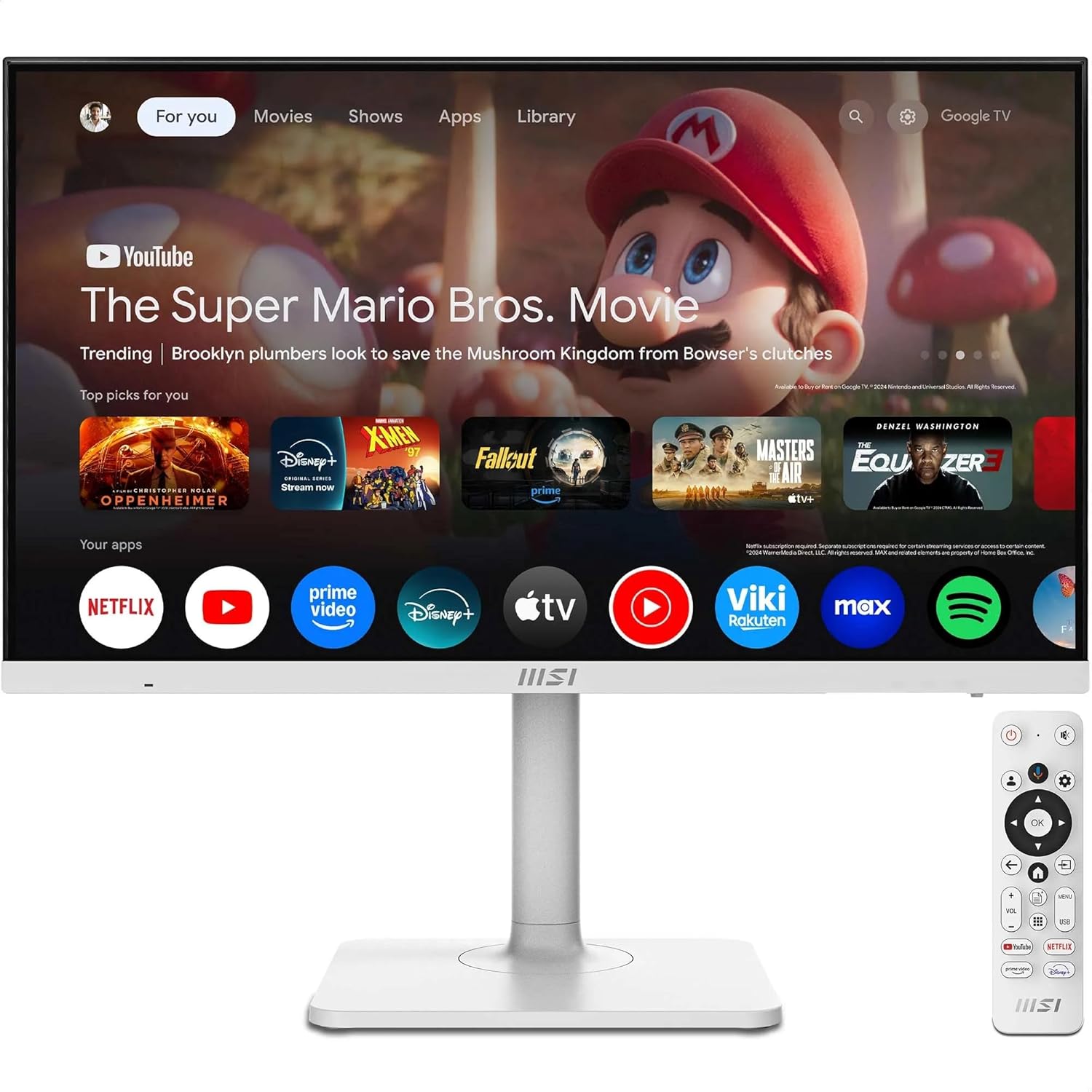 MSI Modern MD272UPSW 27-Inch 4K UHD Google TV Smart Monitor - Google Assistant, Dolby Audio, Wireless Display, Multi Control - WiFi 5, Bluetooth 5.0, LAN, HDMI 2.0b, DP 1.4a, Type-C 65W PD, USB-A, KVM-Frameova