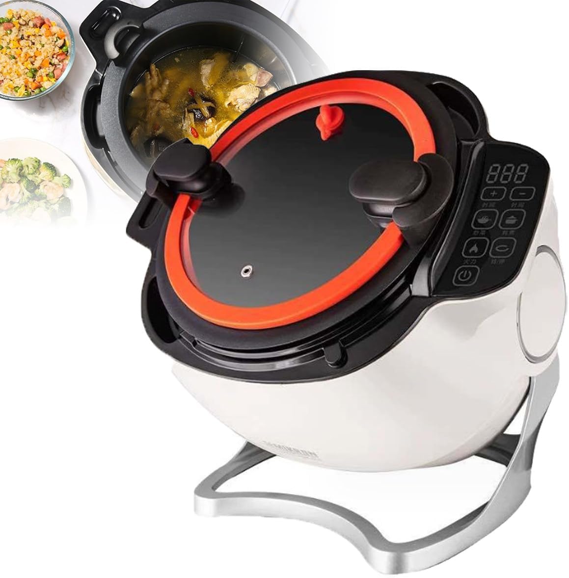 6L Automatic Cooking Machine with Non-Stick Pot, Multi-Function Saute Machine for Commercial and Home Kitchen, 3-Speed Temperature Control and Two Cooking Modes Optional-Frameova