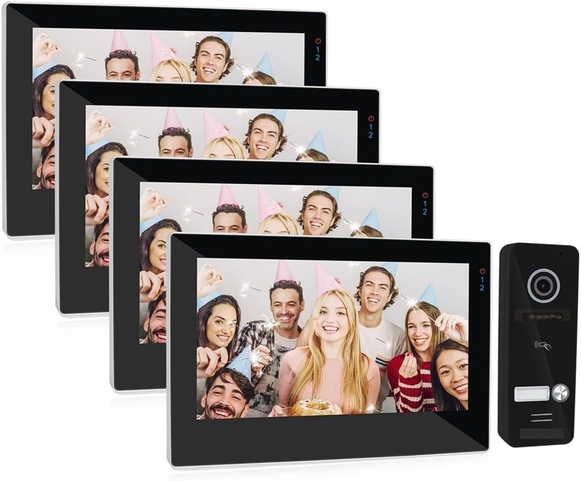 HPHPH Video Doorbell Camera, TUYA Video Doorphone Doorbell Intercom 7 Inch 1080P Touchscreen Monitor WithWired Camera APP Swipe Card Unlock,Smart Home Devices 4M1D-Frameova