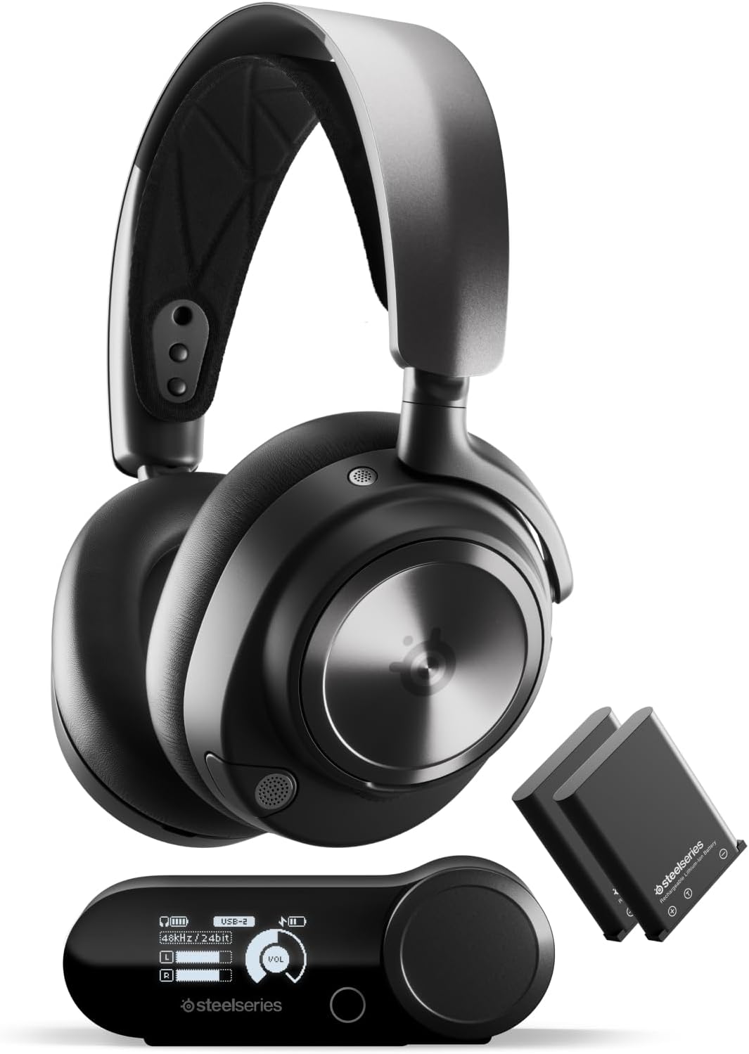 SteelSeries Arctis Nova Pro Wireless - Multi-System Gaming Headset  PS5 and PC Switch + Bluetooth - Unlimited Battery Life, 2 Hot-Swap Batteries - Active Noise Cancellation - ClearCast Gen2 Mic-Frameova