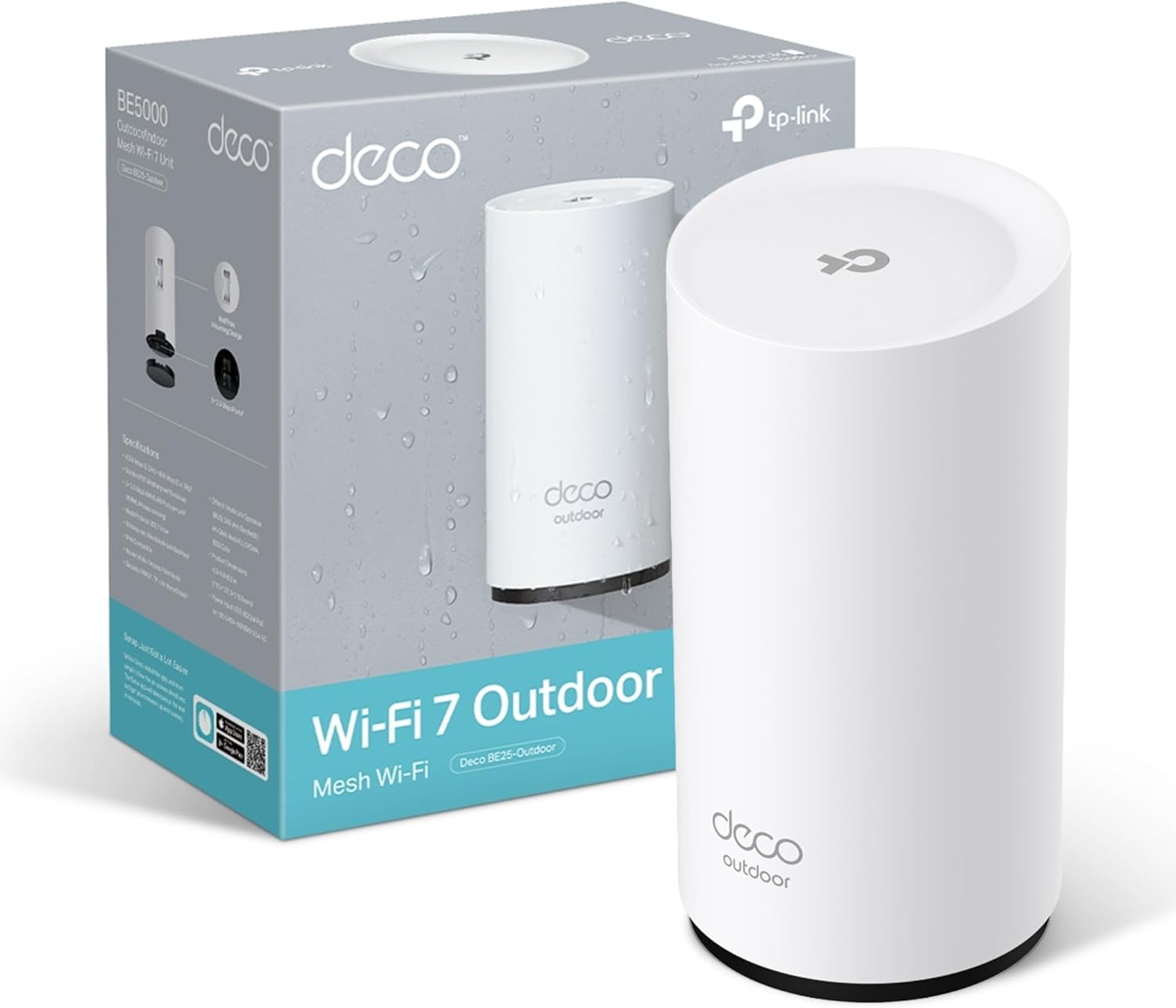 TP-Link Deco BE25-Outdoor BE3600 Outdoor Wifi Extender, Mesh Wifi 7 Router, Weatherproof IP65, PoE AC Power Supply, AI-Driven, Dual-Band, Compatible with Alexa, Google Assistant, HomeShield-Frameova