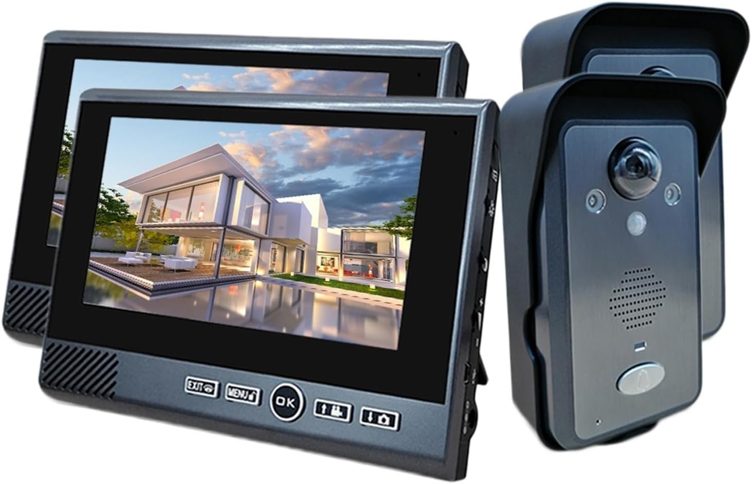 DELURA Wireless Doorbell 7 Inch Wireless Video Intercom In Private House Punch-Free Interphone Doorbell Video Entry Phone Intercoms For The Apartment for Home School Office  Size : 818-2D-2S-Frameova