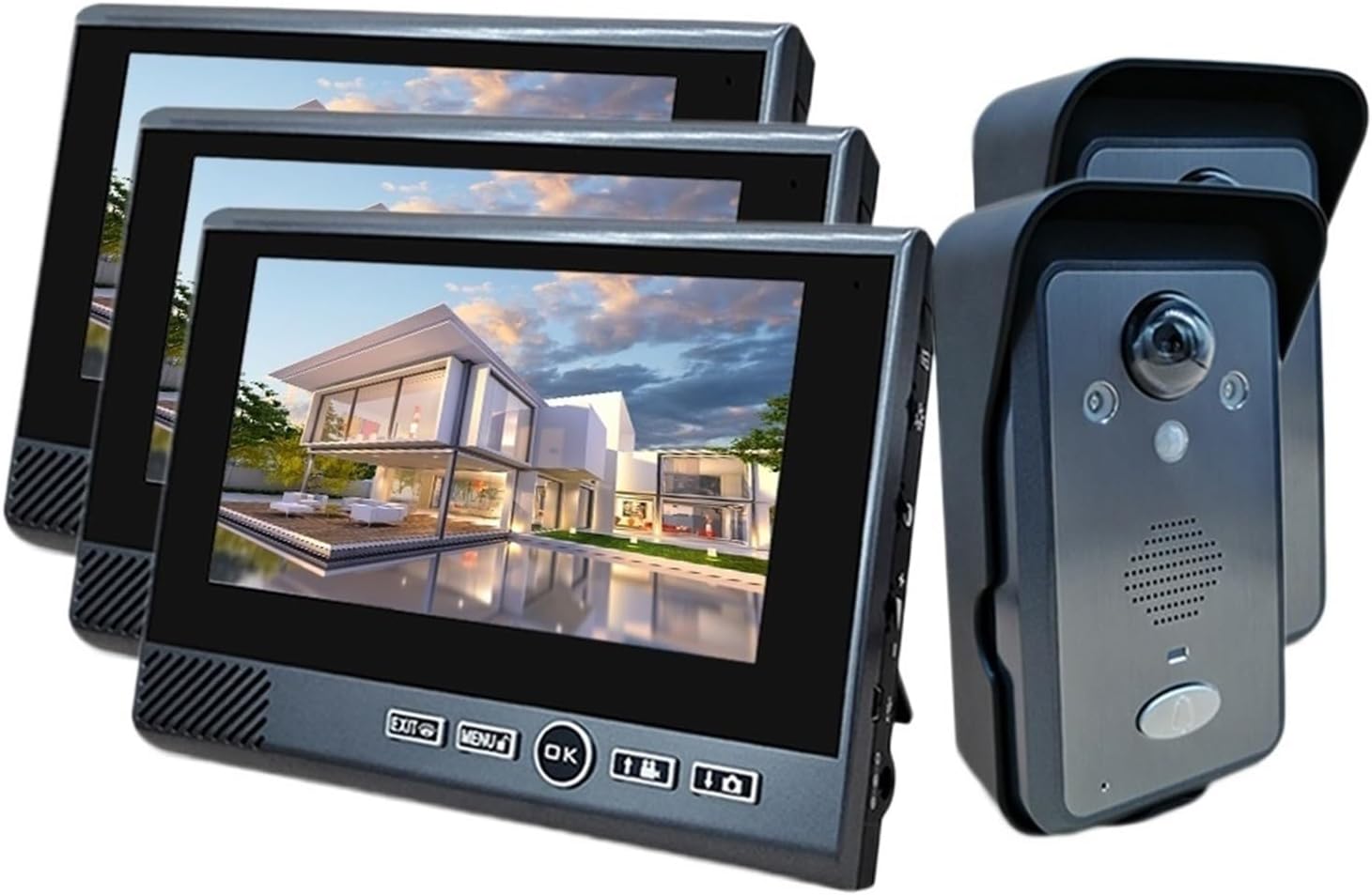 SMTYXS 7 Inch Wireless Video Intercom In Private House Punch-Free Interphone Doorbell Video Entry Phone Intercoms For The Apartment 818-2D-3S-Frameova