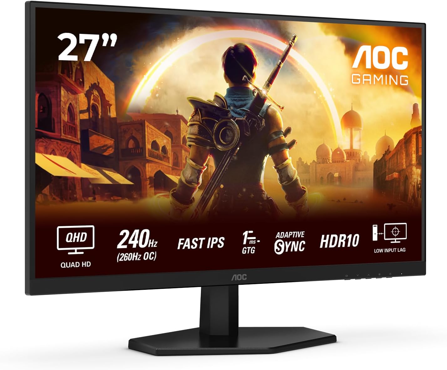 AOC Q27G42ZE - 27 inch QHD Gaming Monitor, Fast IPS, 260Hz Oc, 1ms, G-Sync comp, HDR10, Low Input Lag  2560x1440, HDMI 2.0 x 1 DisplayPort 1.4 x 1-Frameova