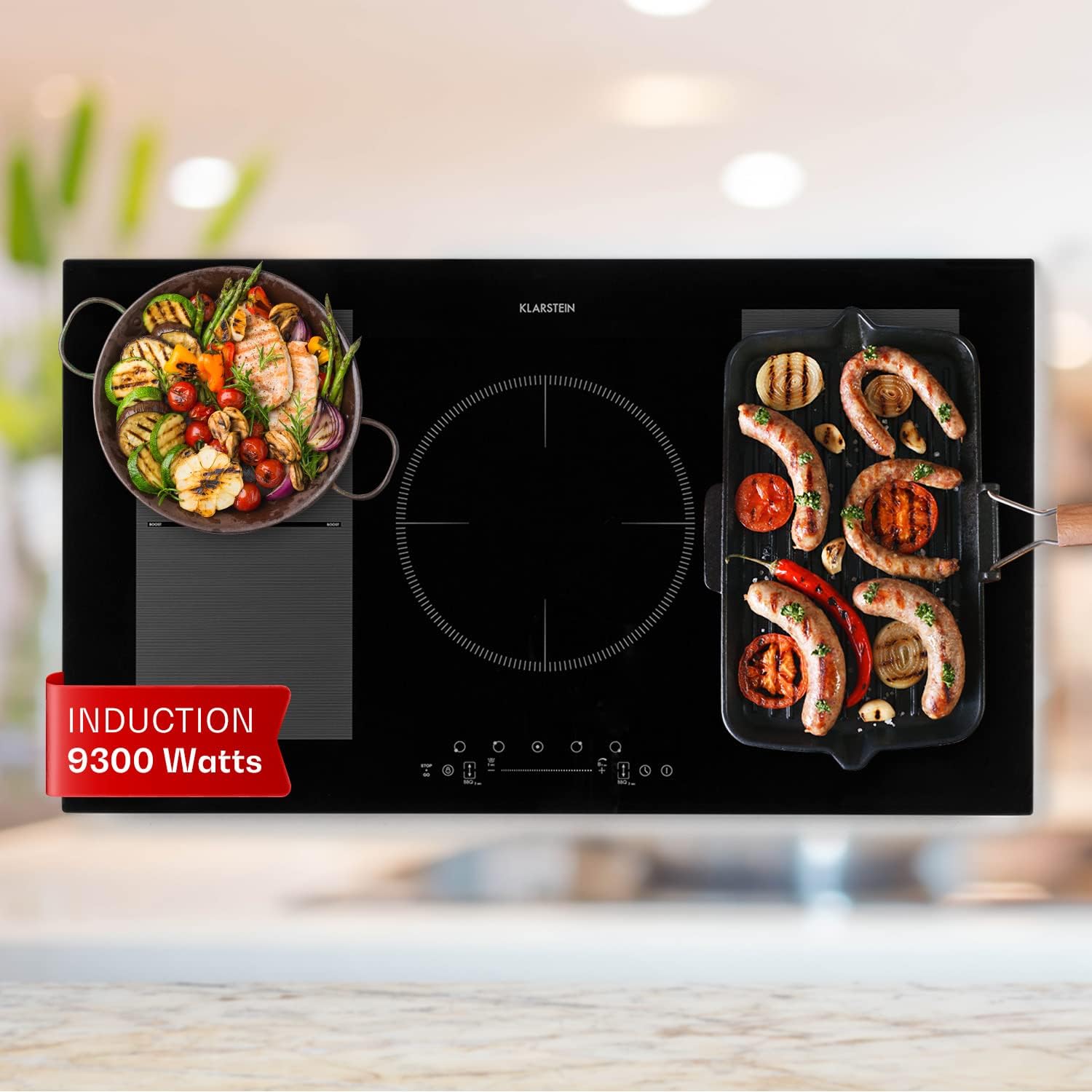 Klarstein Induction Hob, 9300W Electric Hobs Induction Cooker, 5 Ring Electric Pan Hob, Built-In Table Top Cookers w 5 Hobs, Touch Control, Inductions Heater Cooktops, Hot Plates for Cooking-Frameova