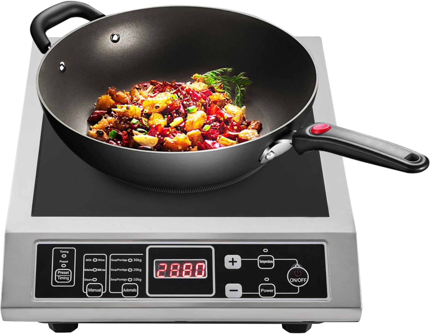 ERAAND 3500W Induction Cooker with Digital Sensor,Countertop Induction Cooktop 8-Level Temperature and Power Adjustment 176-518 degreeF, 800-3500W 16.54 X 13.78 X 4.33in-Frameova