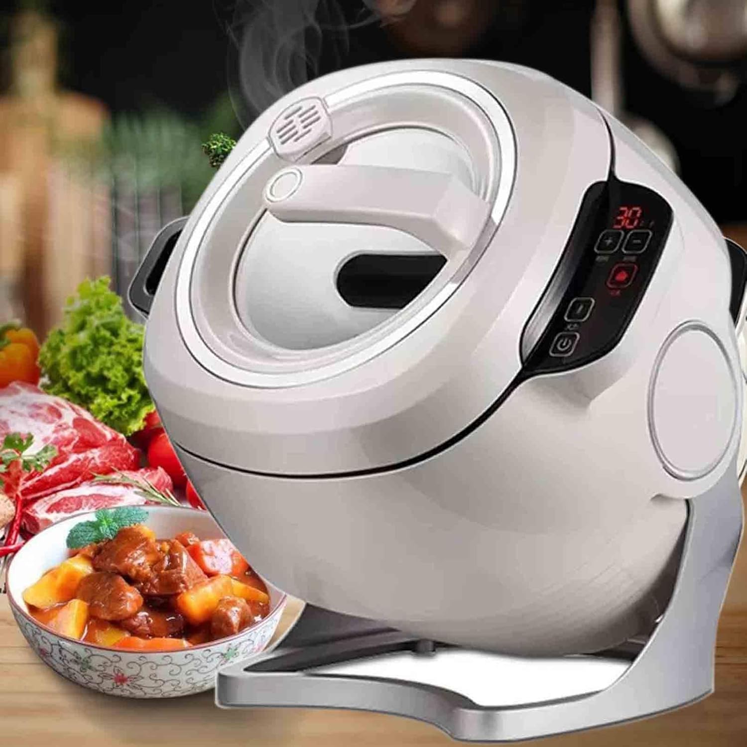 ZHJOPP Commercial Automatic Cooking Machine, Multifunctional Automatic Cooking Machine, 6L Large Capacity, 360 degree Rotating Cooking, Suitable for Home Kitchens, Restaurants-Frameova