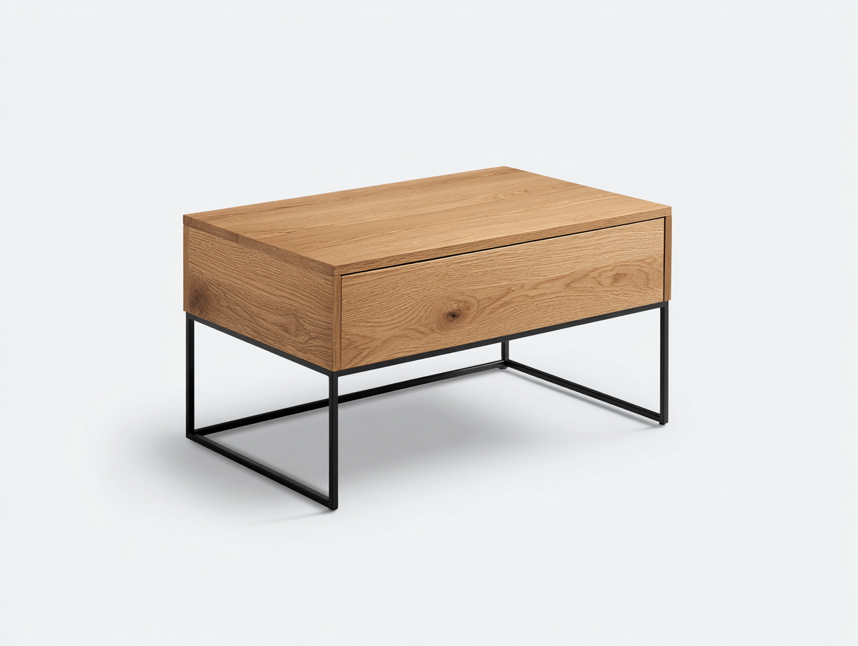 Coffee Tables wood and metal 90x55x40 cm - natural wood-black - modern coffee table with storage for living room-Frameova