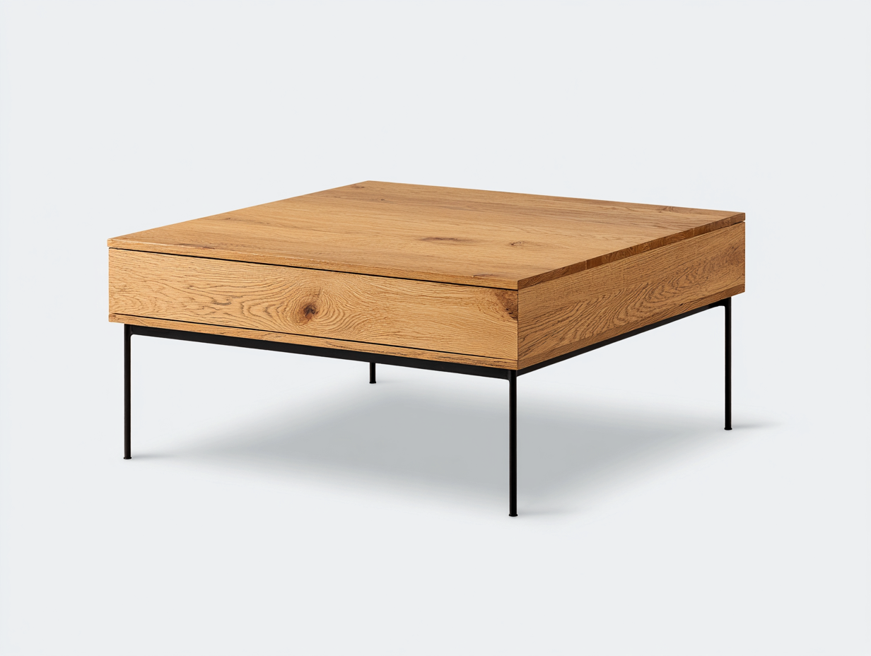 Coffee Table wood and metal structure 90x90x42 cm - brown - modern living room table