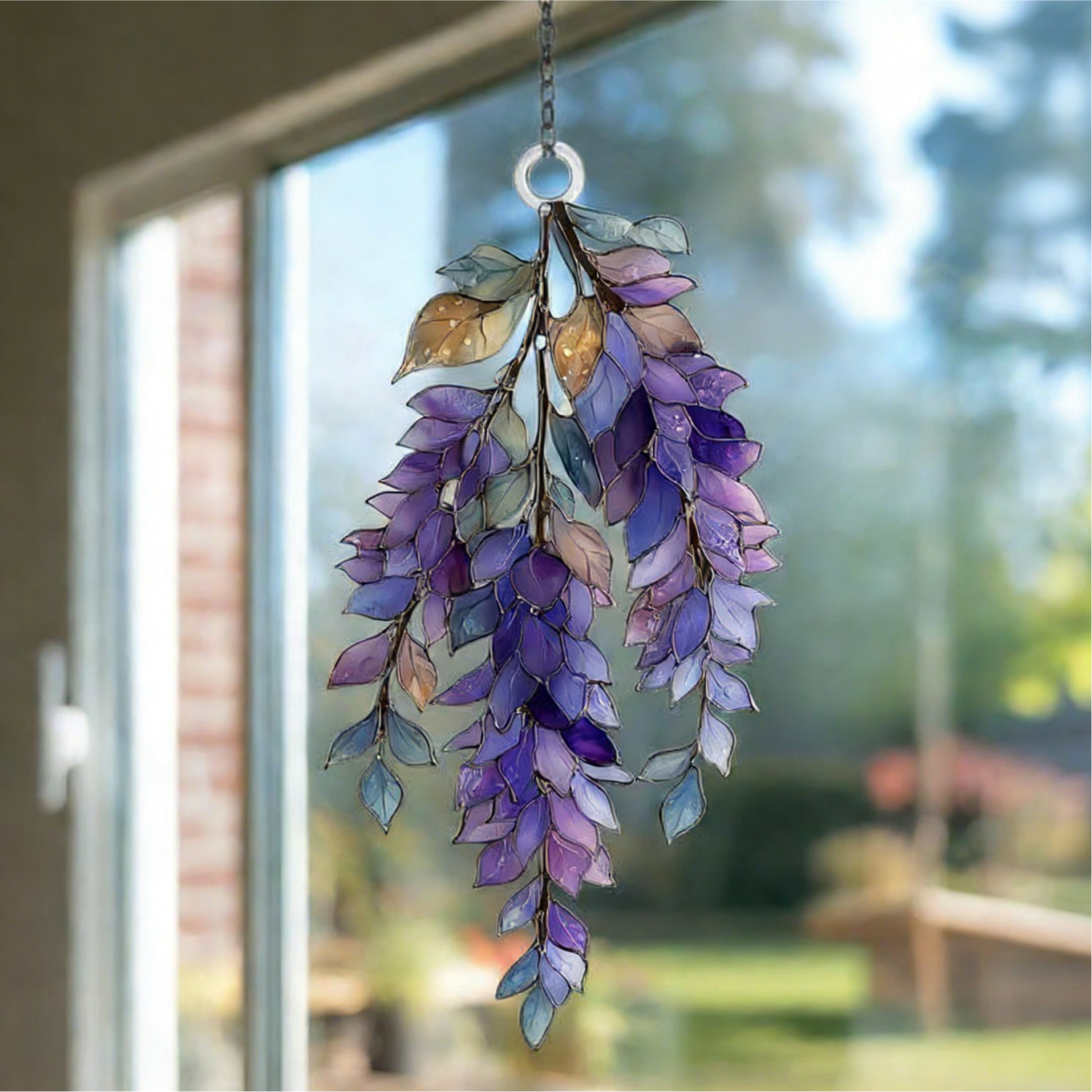 Lavender Branch Acrylic Suncatcher Purple Floral Window Hanging