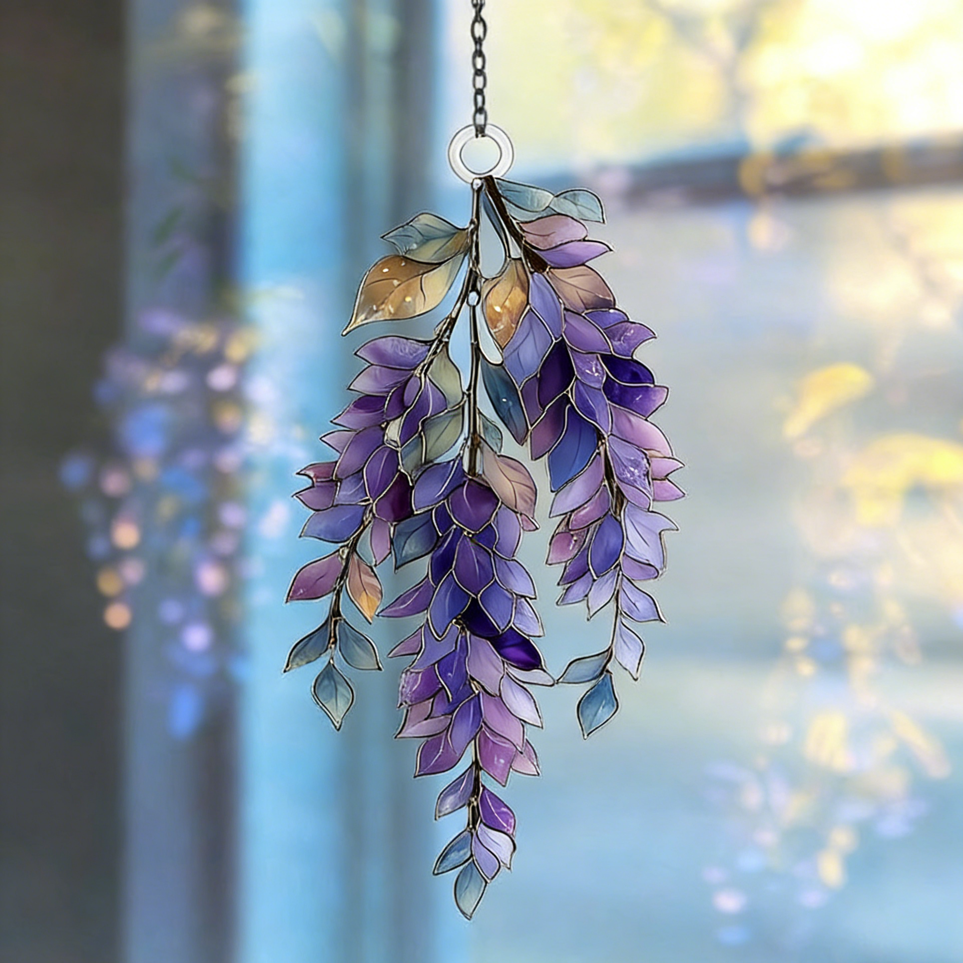 Lavender Branch Acrylic Suncatcher Purple Floral Window Hanging