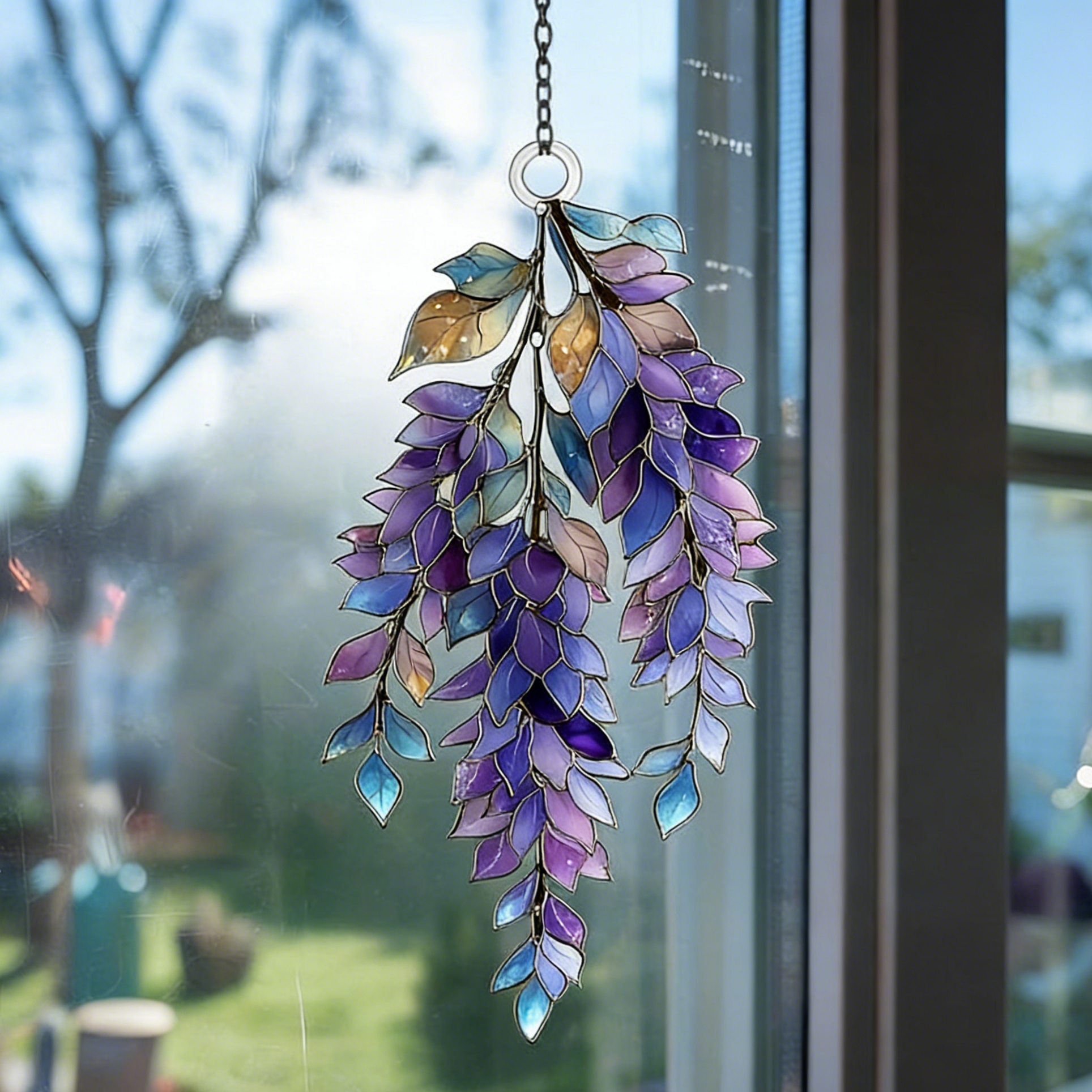 Lavender Branch Acrylic Suncatcher Purple Floral Window Hanging