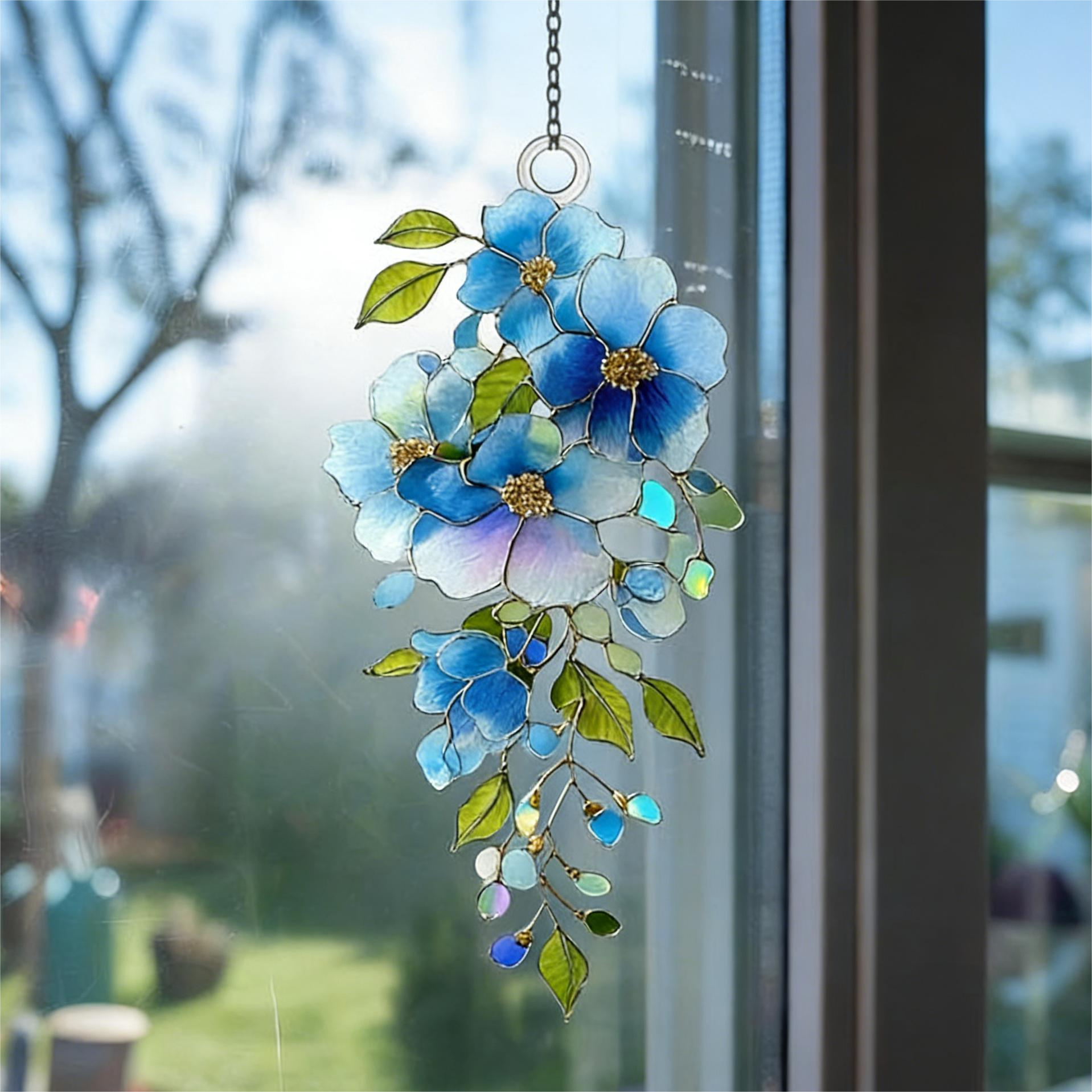 Forget-Me-Not Flower Suncatcher Acrylic Sympathy Window Decoration