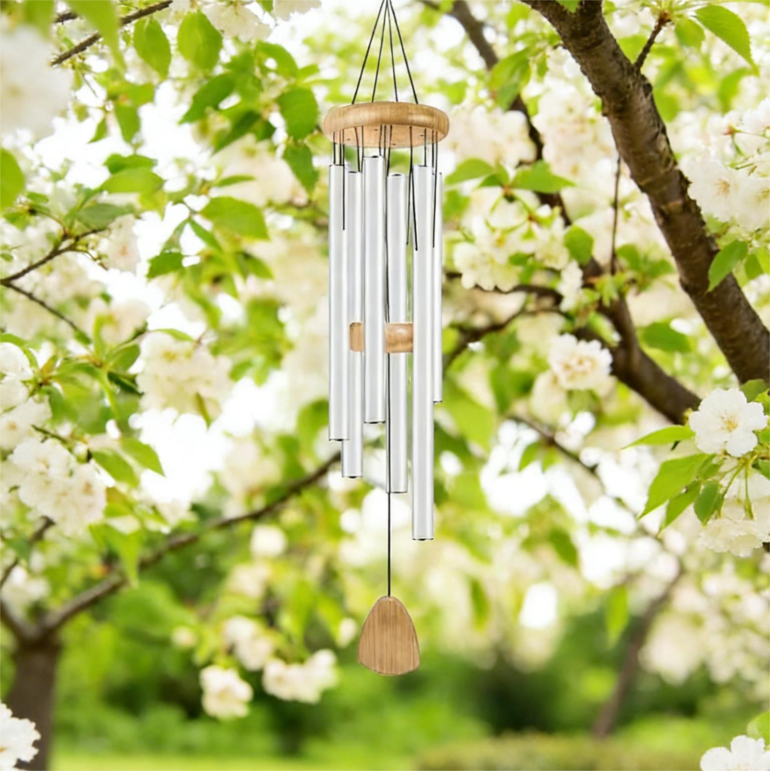 25" Metal Wind Chime Deep Tone Rustic Garden Outdoor Sympathy Decor