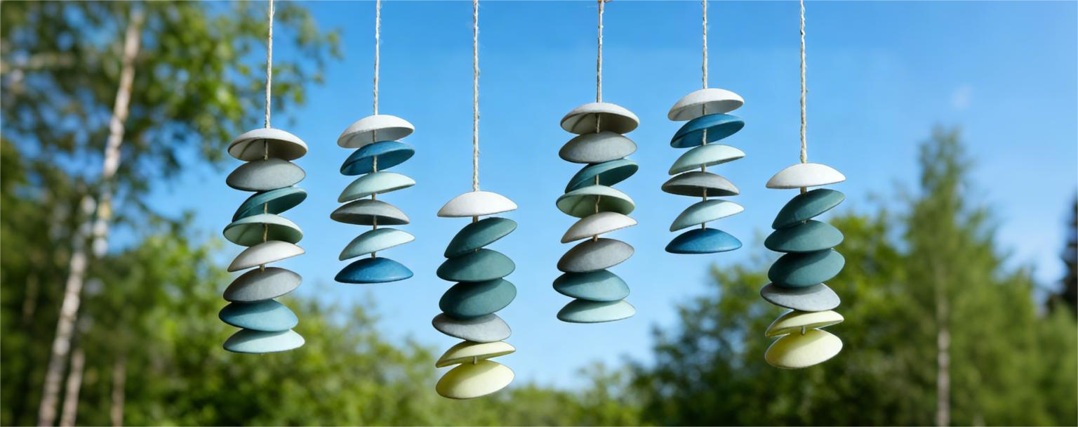 Blue-green ceramic wind chimes, colorful wind chimes