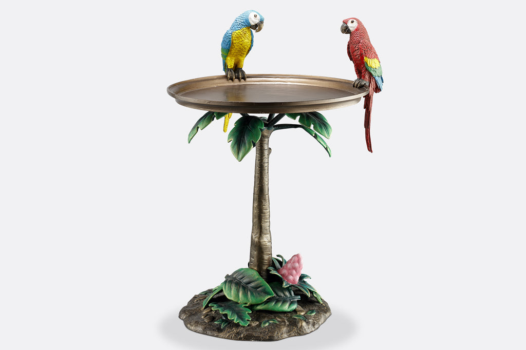 Parrots of La Palma Bird Bath Feeder with Table Stand