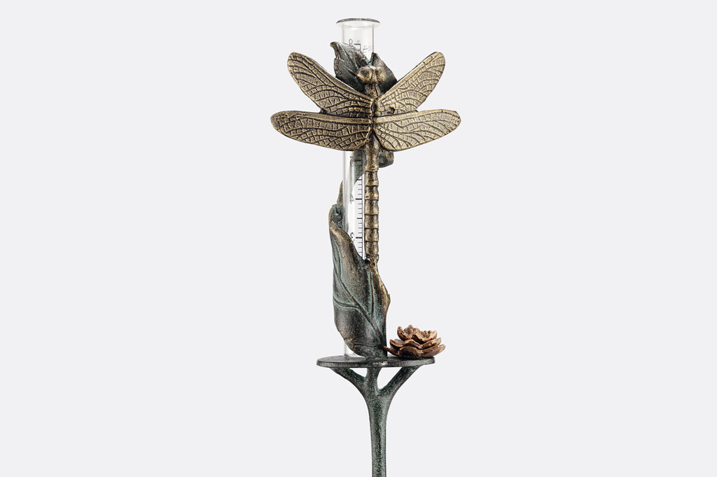 Dragonfly Rain Gauge Staked Outdoor Garden Decoration