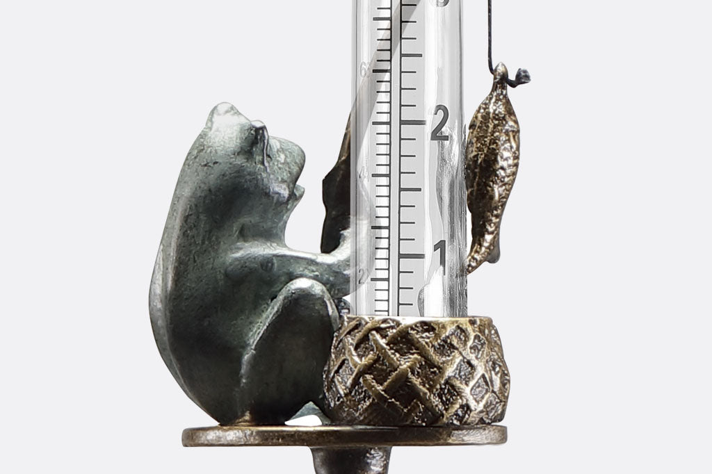 Frog Fishing Rain Gauge Outdoor Garden Decoration