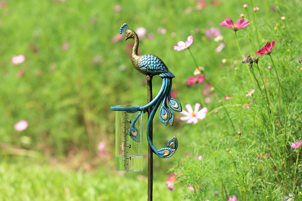 Raindrops on Feathers Rain Gauge Outdoor Garden Decoration