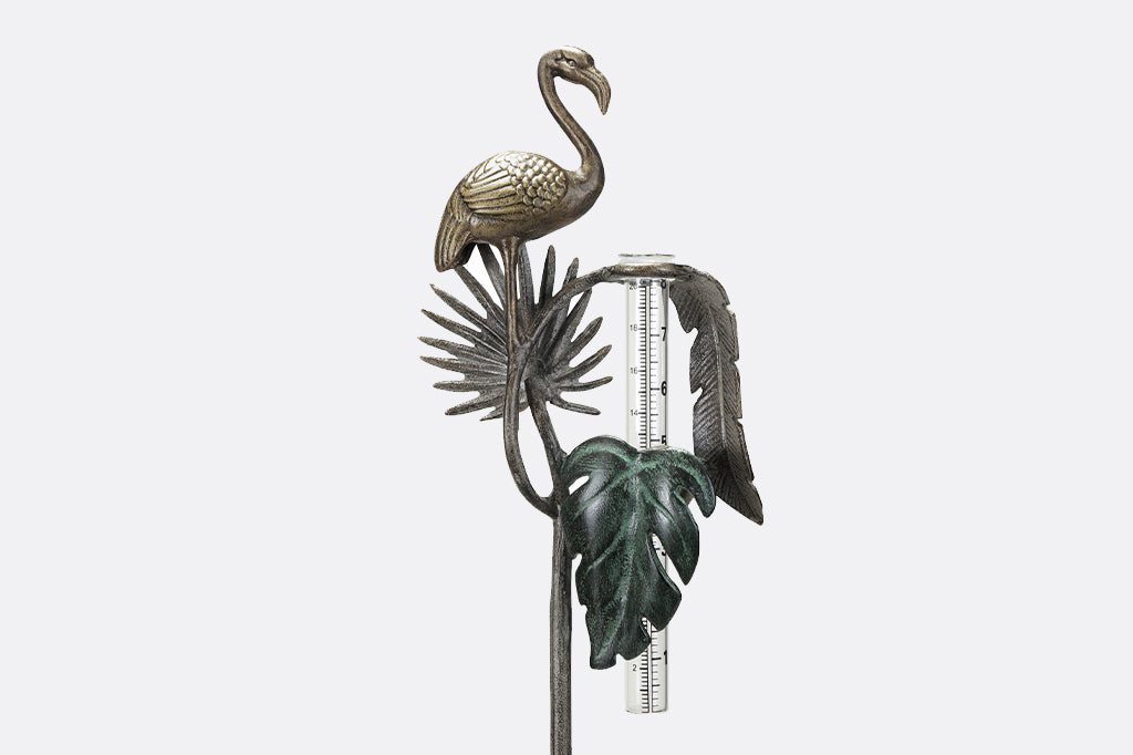 Tropical Flamingo Rain Gauge Outdoor Garden Decoration