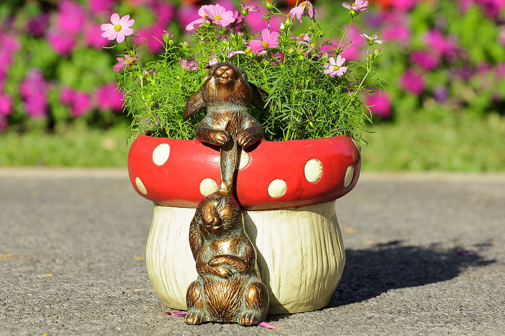 Bunny Hijinks Planter Decorative Plant Pot Home Garden Accent