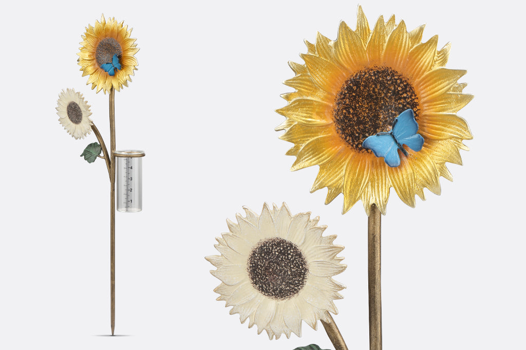 Sunflowers Rain Gauge Outdoor Garden Decoration
