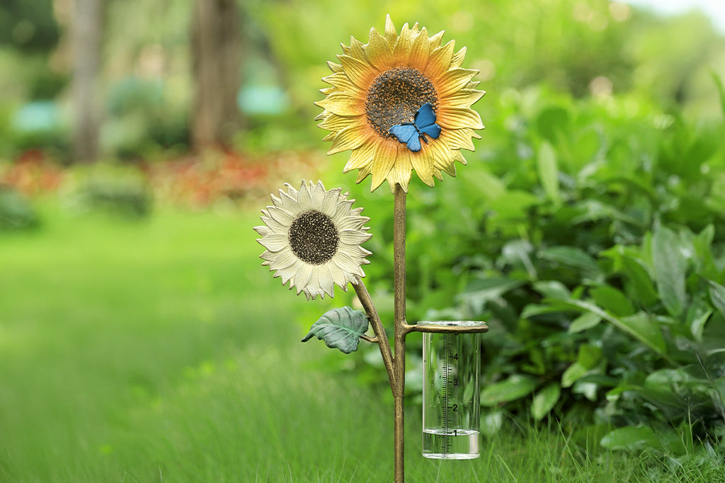 Sunflowers Rain Gauge Outdoor Garden Decoration