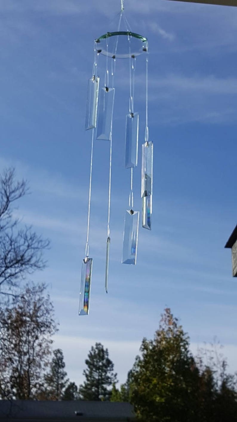 Beveled Glass Wind Chime Elegant Outdoor Garden Hanging Decoration