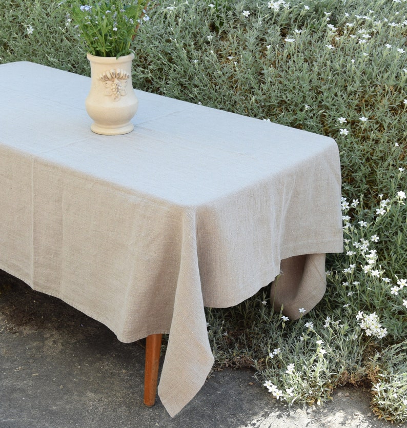 Green Linen Tablecloth French Country Rustic Rectangle Square Oval Decor