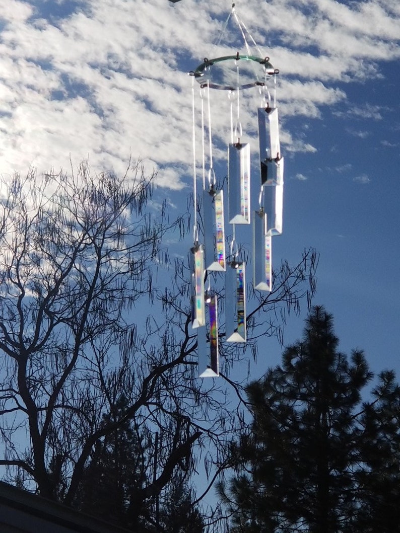 Beveled Glass Wind Chime Elegant Outdoor Garden Hanging Decoration