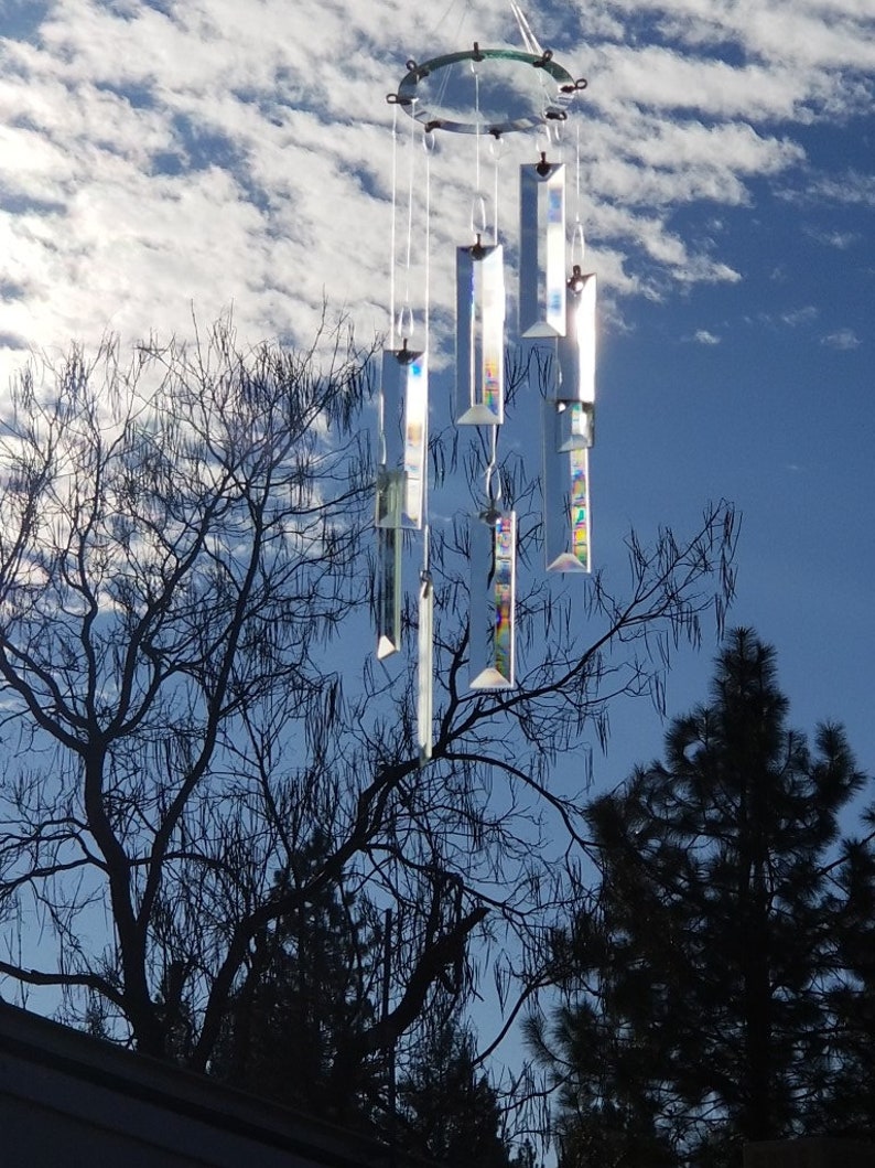 Beveled Glass Wind Chime Elegant Outdoor Garden Hanging Decoration